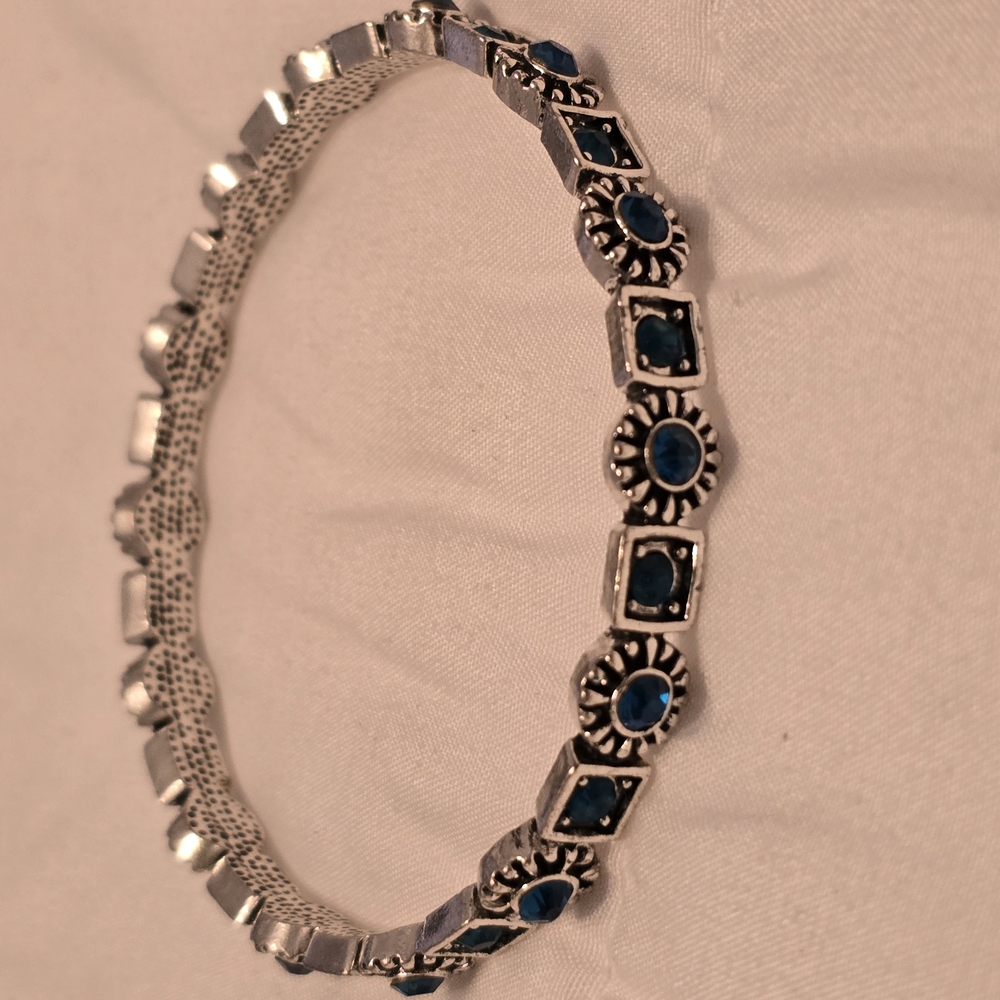 Elegant Silver and Blue Bracelet